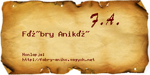 Fábry Anikó névjegykártya